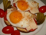 Bread with fried egg sunny-side up
